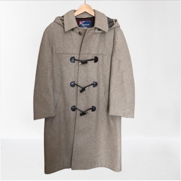 Vintage Croydon Wool Tan and Plaid Lined Duffle Coat Large - Picture 1 of 14